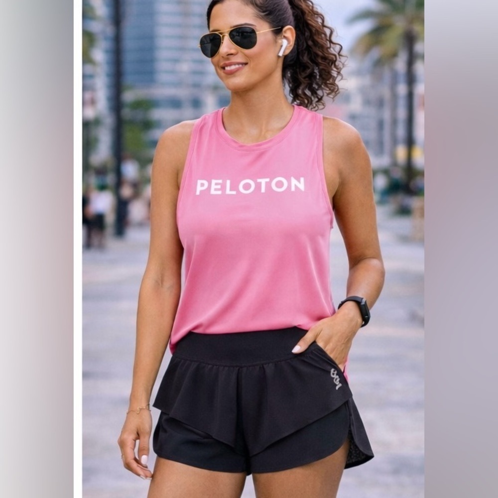 Peloton Pink Muscle Tee Relaxed Fit Crew Neck